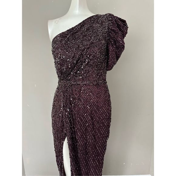 MAC DUGGAL EMBELLISHED PUFF ONE SHOULDER GOWN - Picture 5 of 12